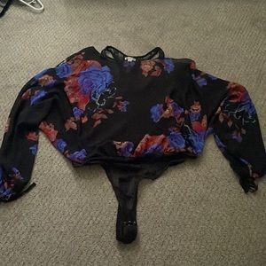 Off the shoulder free people top with lace bodysuit attached